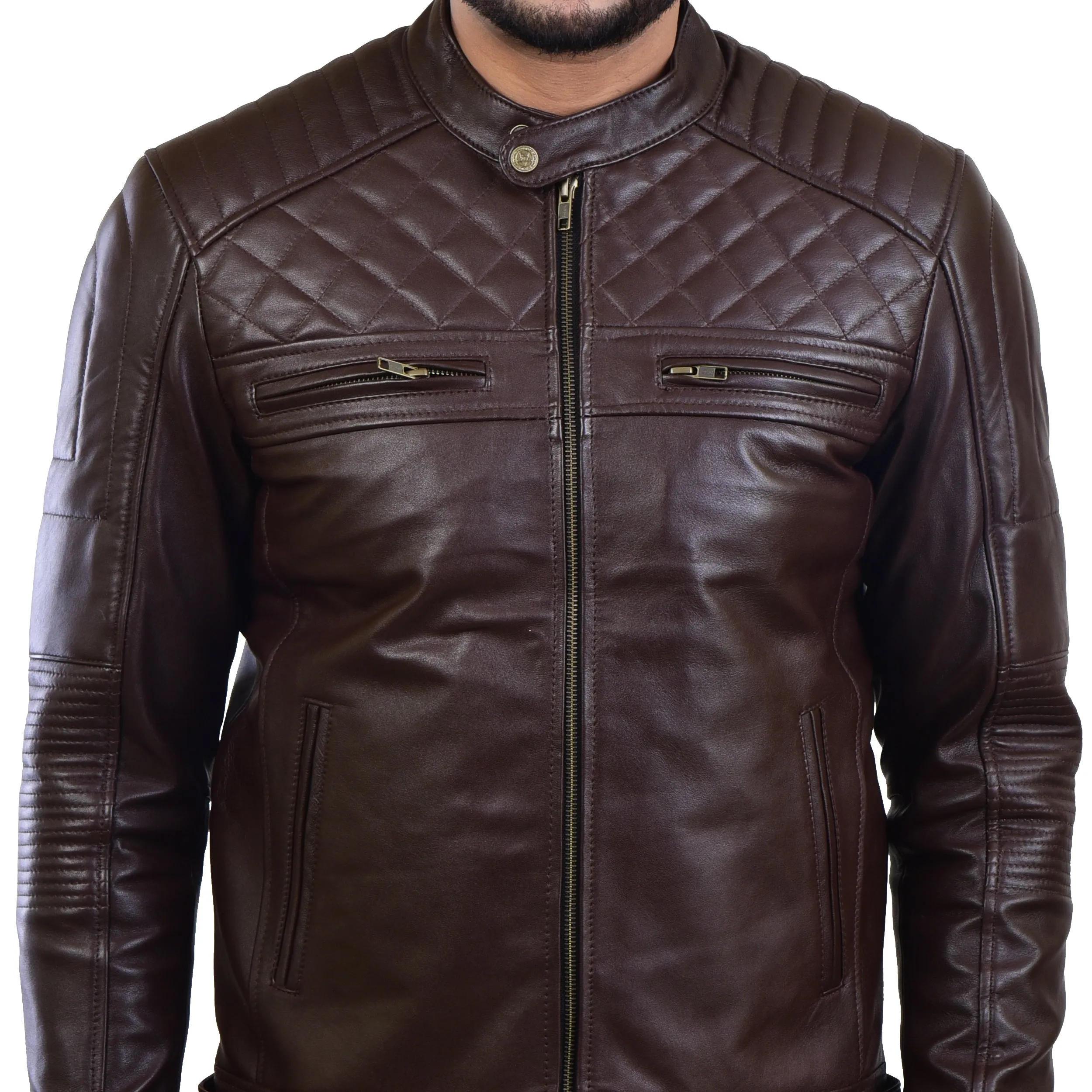 MENS LEATHER JACKET 410138(BROWN)