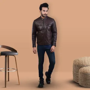 MENS LEATHER JACKET 410138(BROWN)