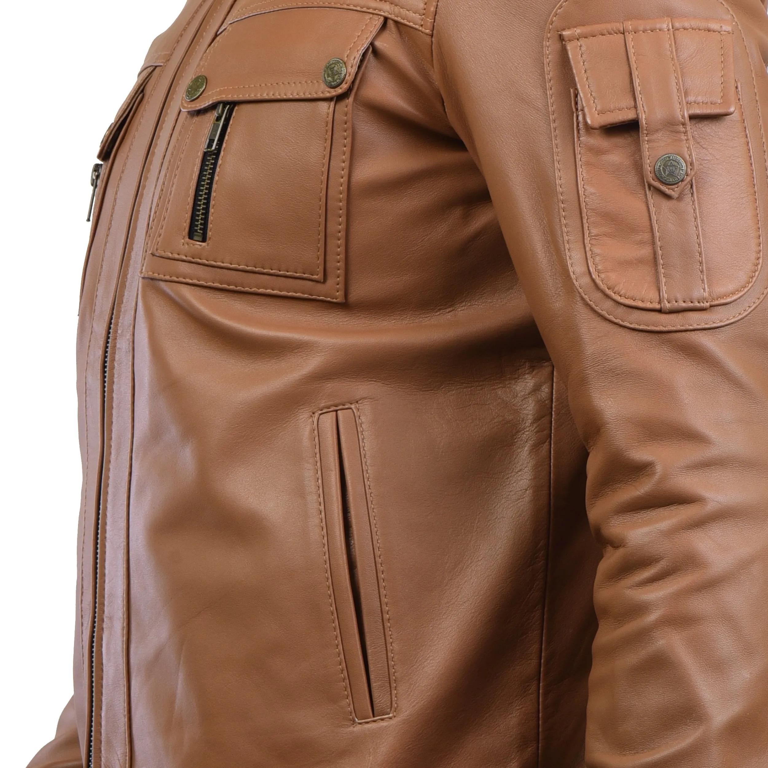 MENS LEATHER JACKET 410141(TAN)