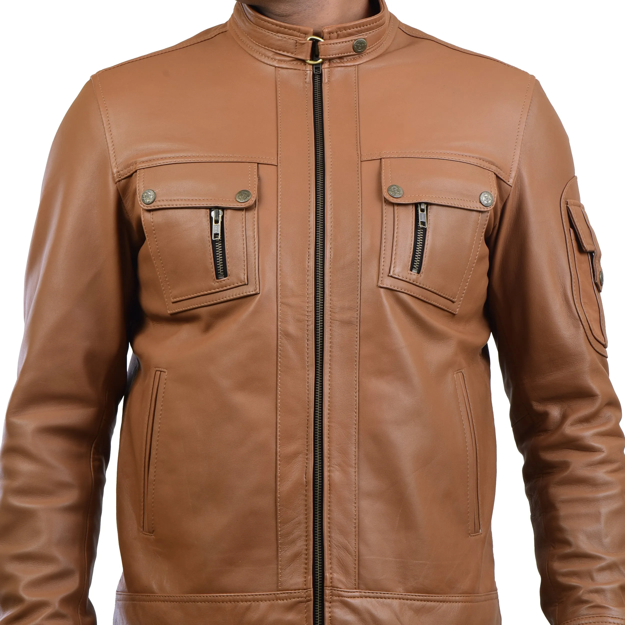 MENS LEATHER JACKET 410141(TAN)
