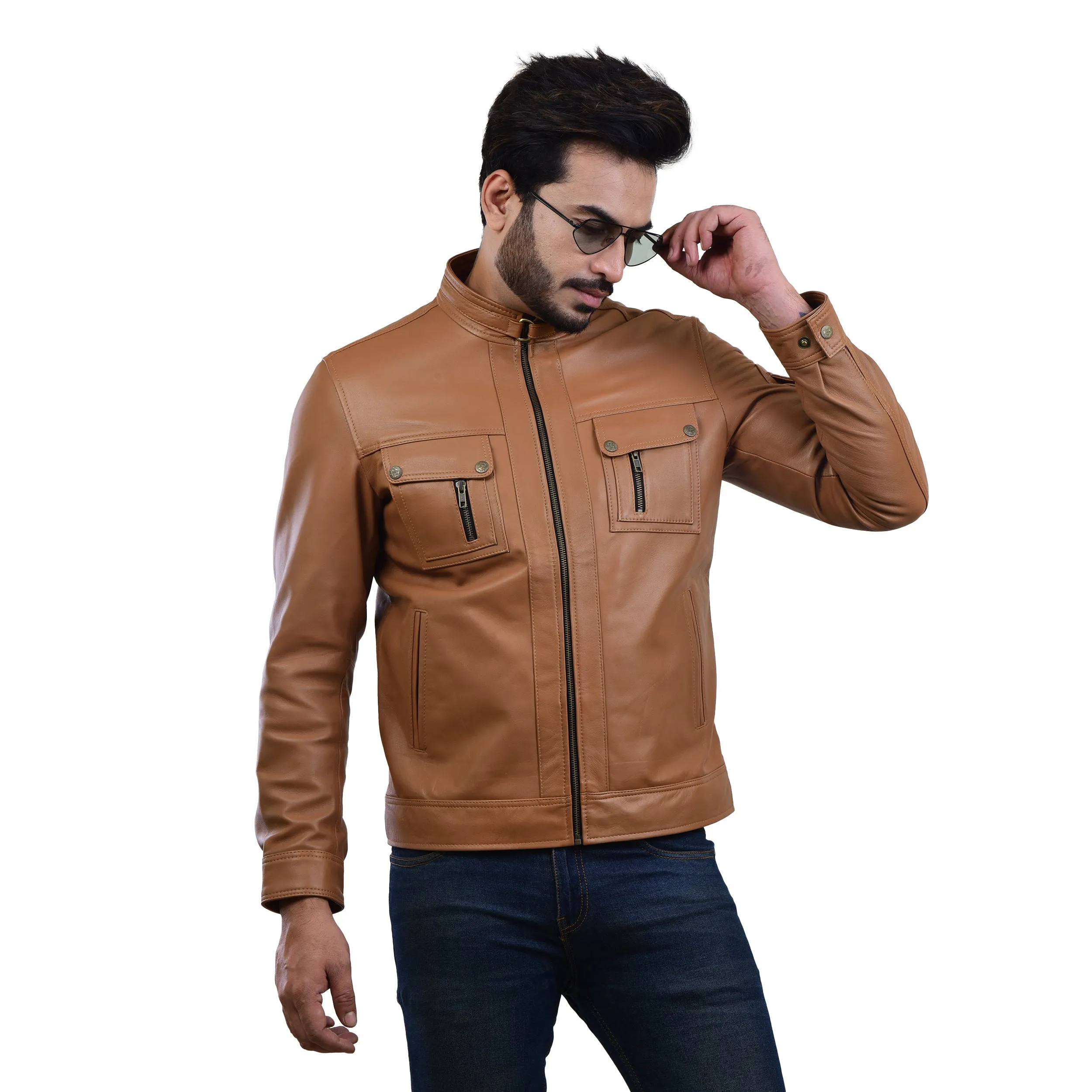 MENS LEATHER JACKET 410141(TAN)