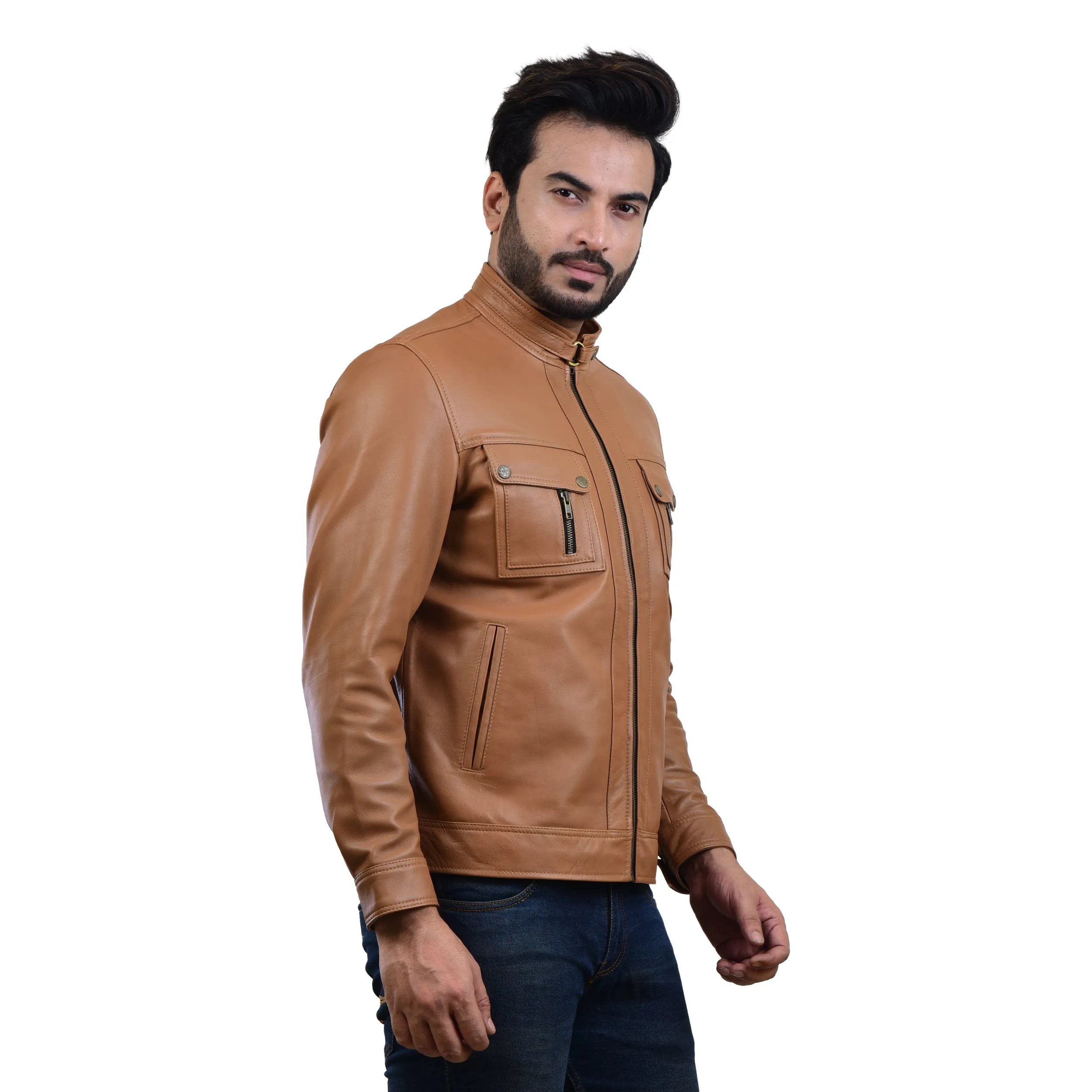 MENS LEATHER JACKET 410141(TAN)