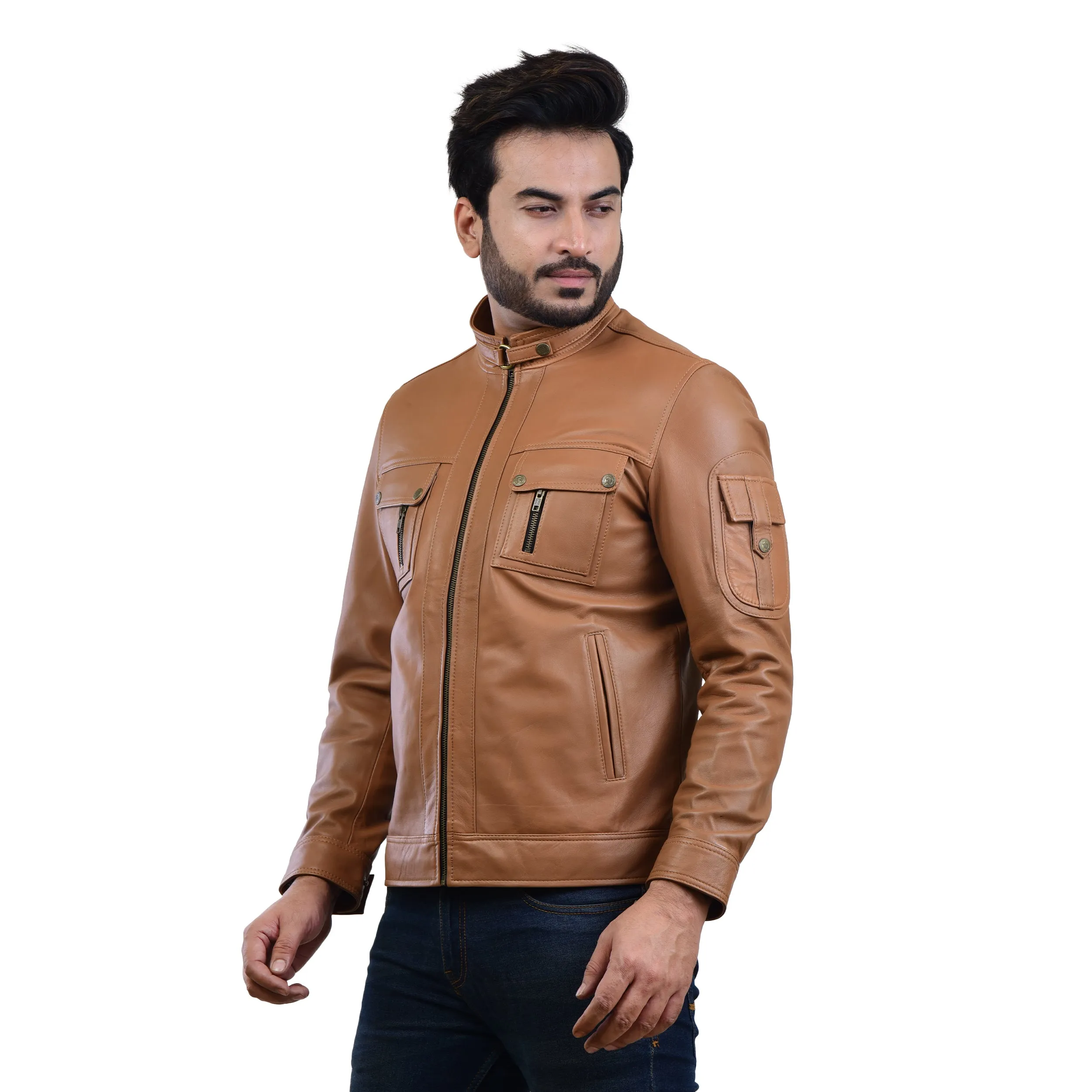 MENS LEATHER JACKET 410141(TAN)