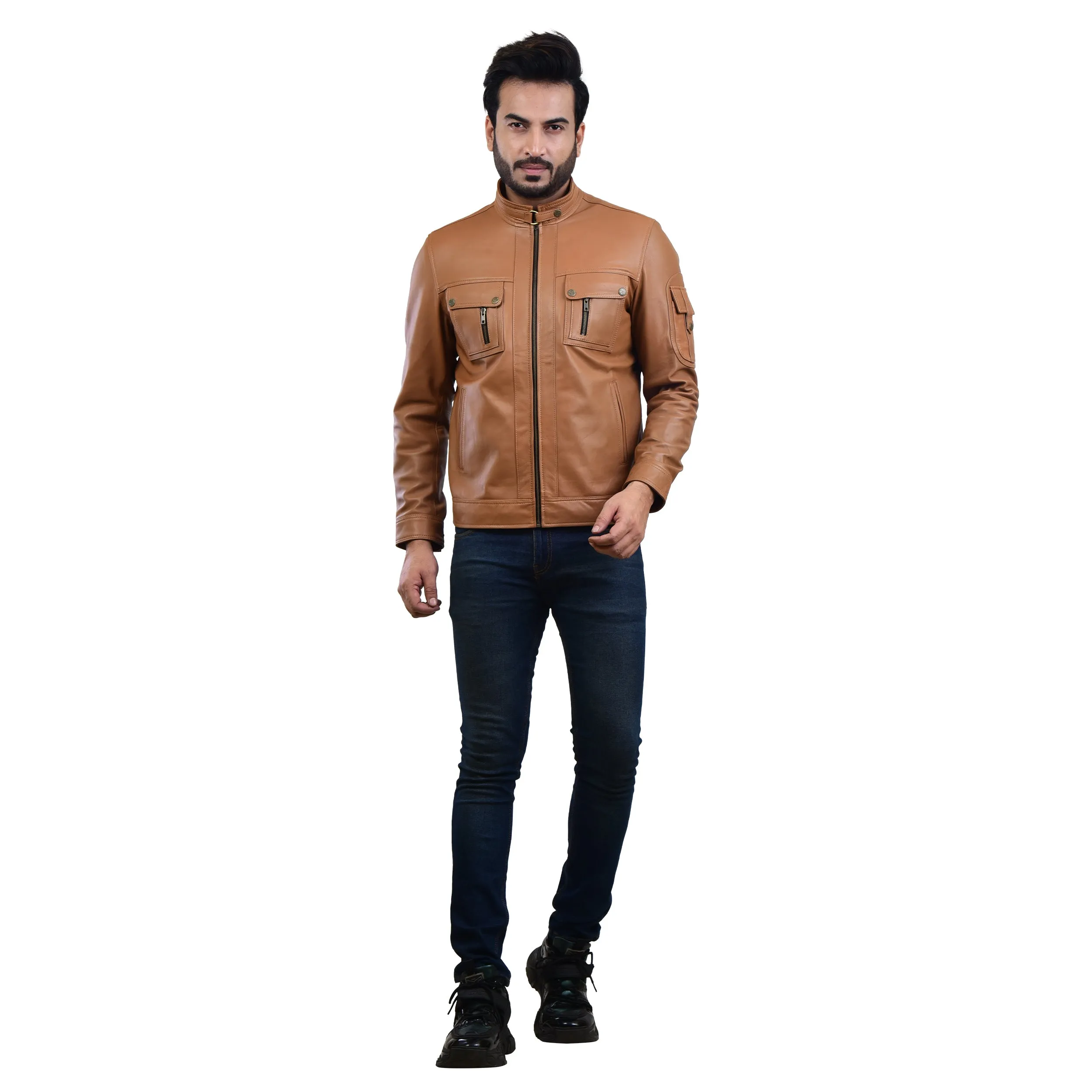 MENS LEATHER JACKET 410141(TAN)