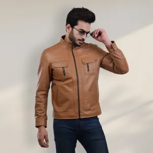MENS LEATHER JACKET 410141(TAN)