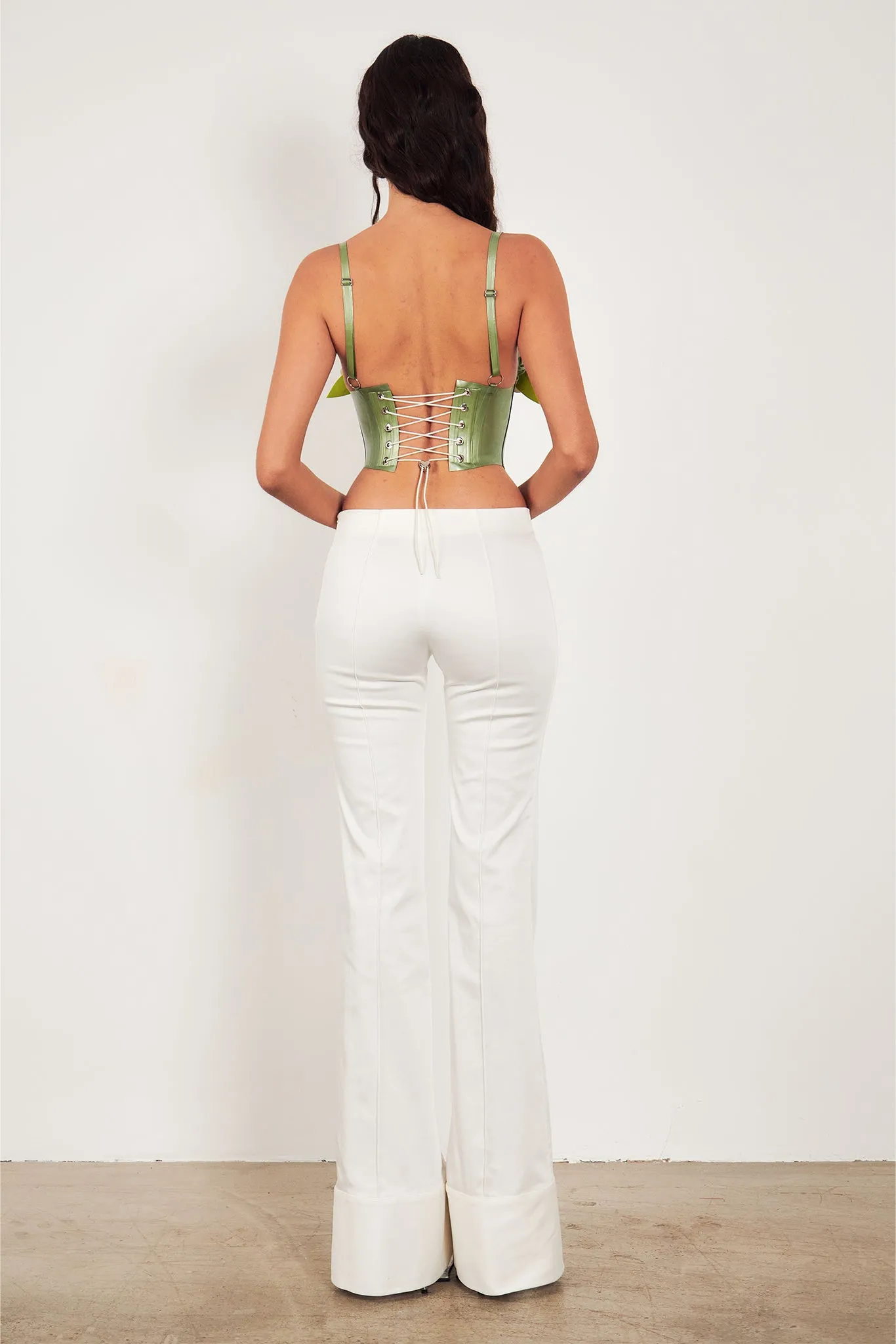 Miami Latex Corset Dollar Bill Green