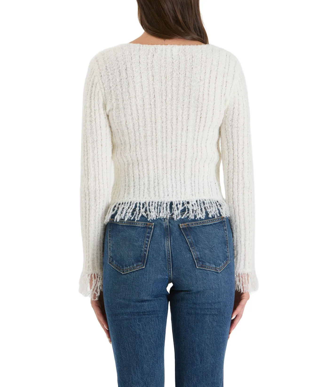 Moonbeam Fringe V-Neck Cardi