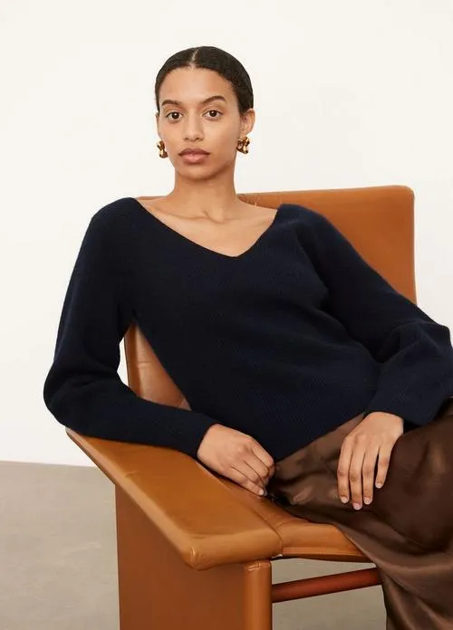 Open Neck Pullover in Coastal Blue
