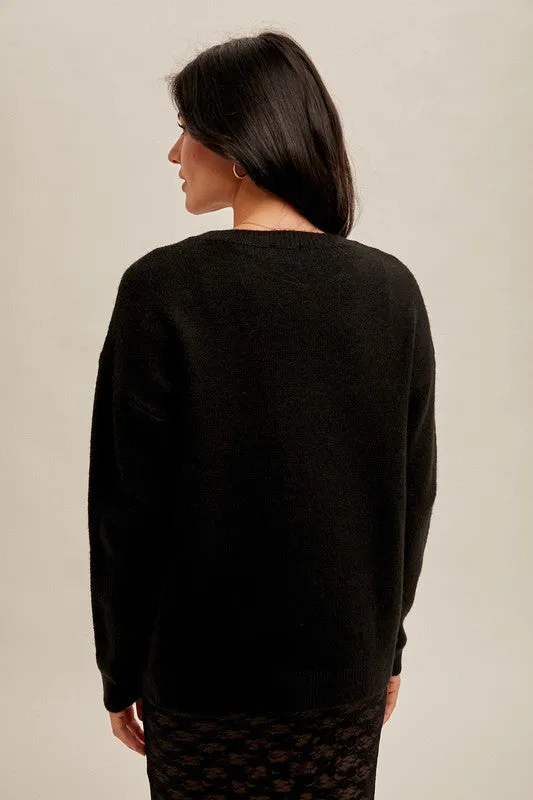 Pearl and Rhinestone Bow Sweater