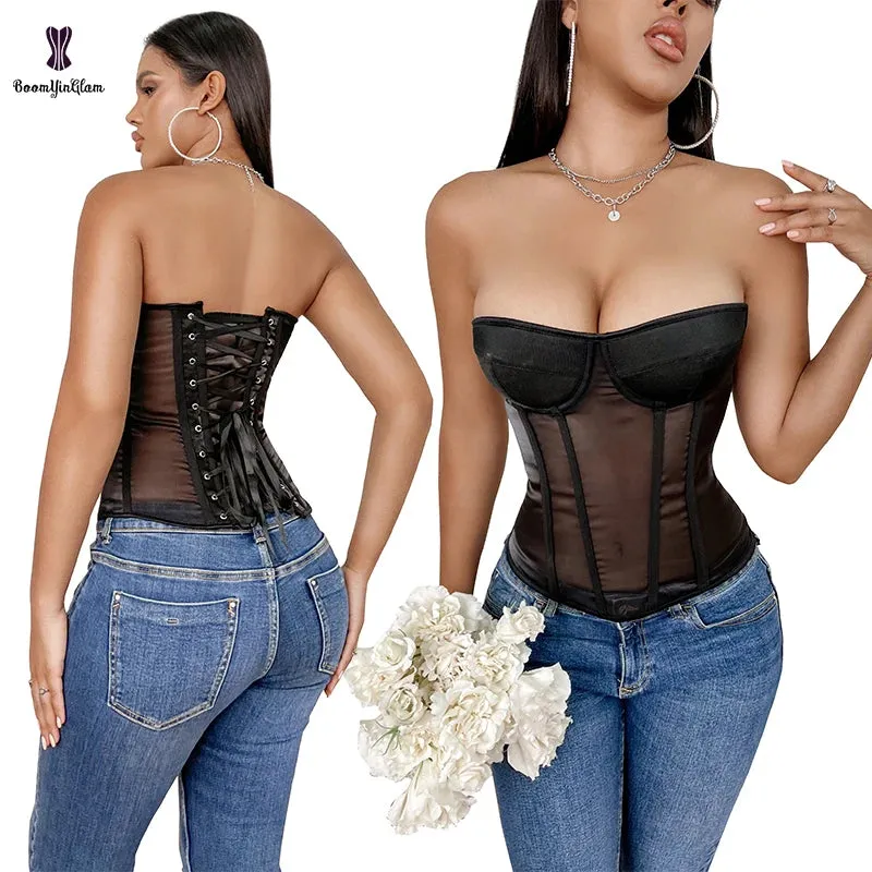 Plus Size Bra Transparent Mesh Corset
