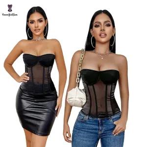 Plus Size Bra Transparent Mesh Corset