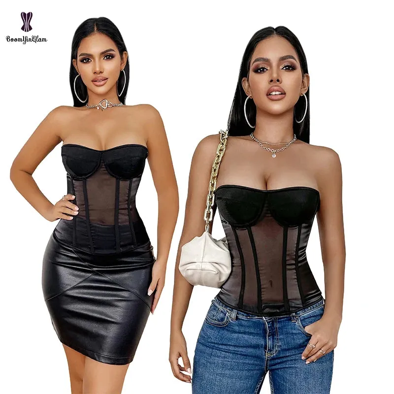 Plus Size Bra Transparent Mesh Corset