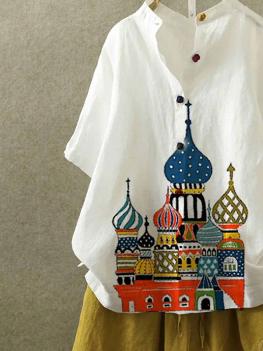 Printed Casual Short Sleeve Shirts & Tops