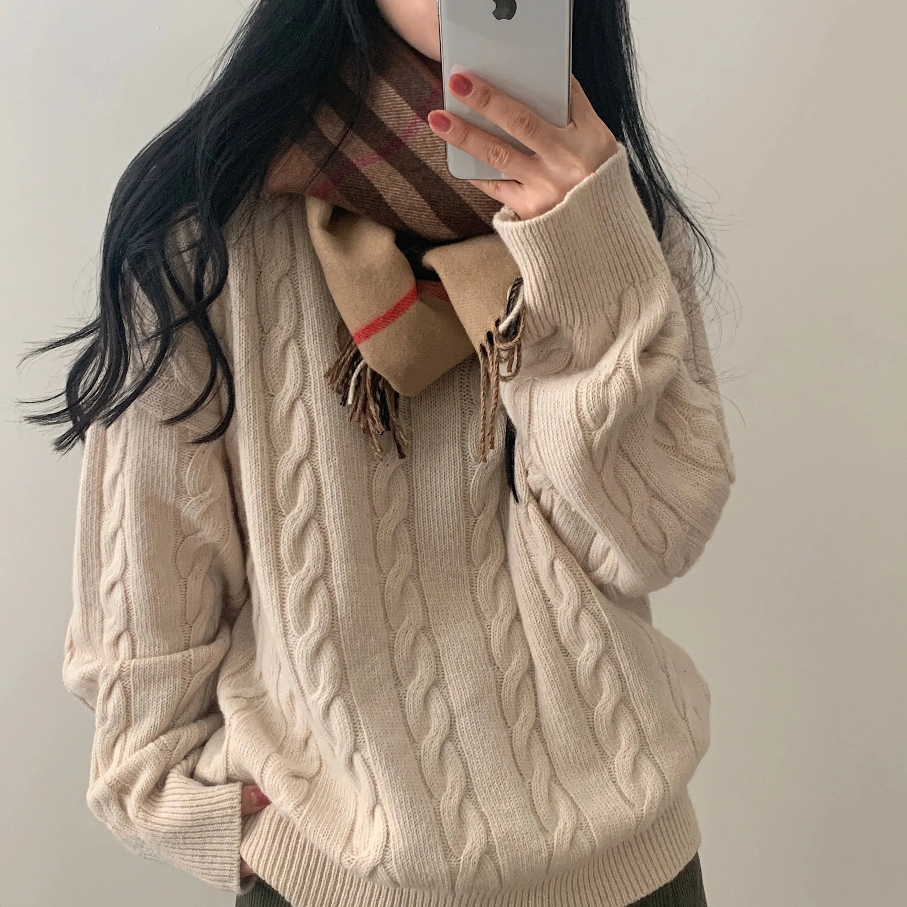 REALEFT Autumn Winter Oversize V-Neck Women's Sweater 2023 New Solid Casual Loose Long Sleeve Sweater Knitted Pullover Female