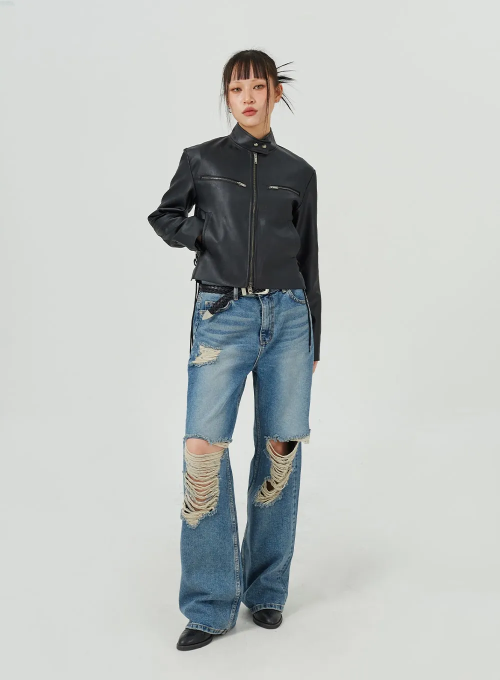 Ripped Wide Leg Jeans CM317