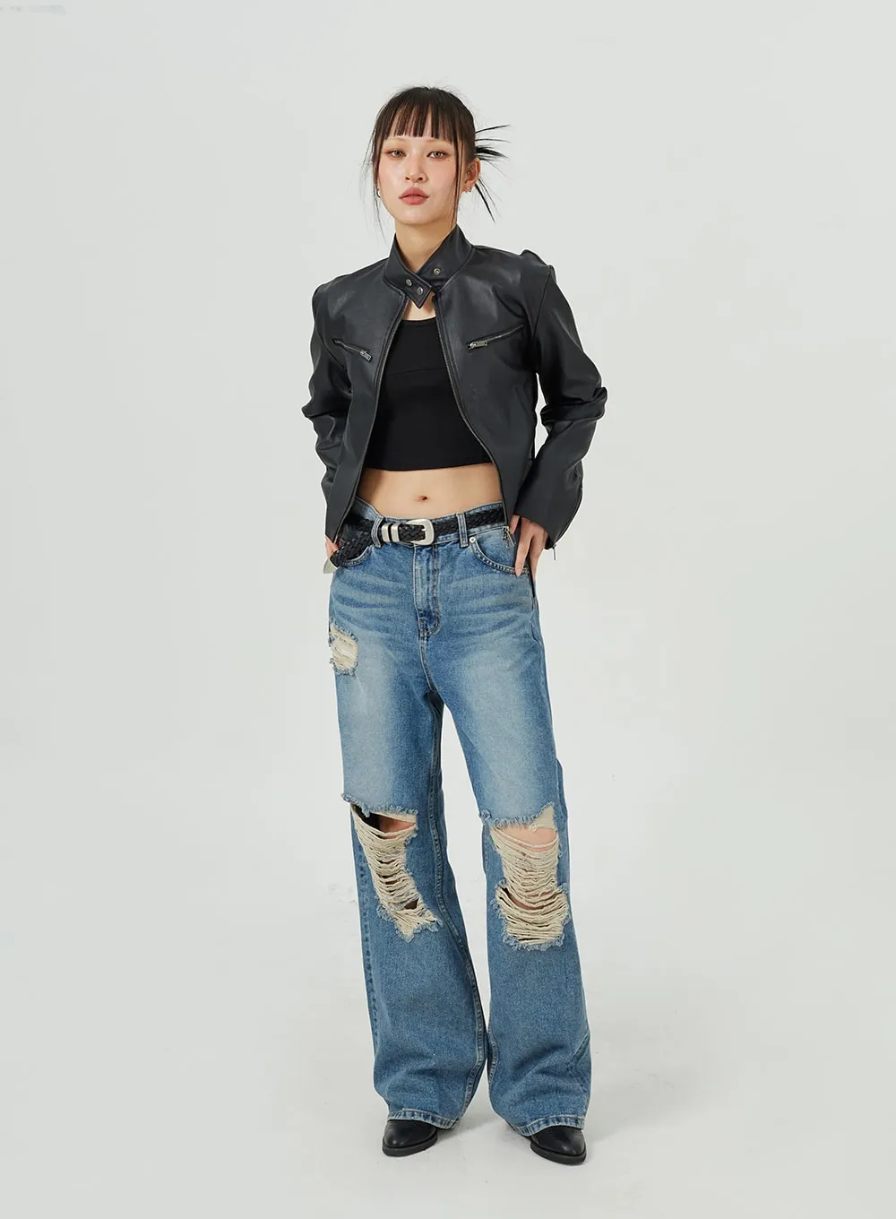 Ripped Wide Leg Jeans CM317