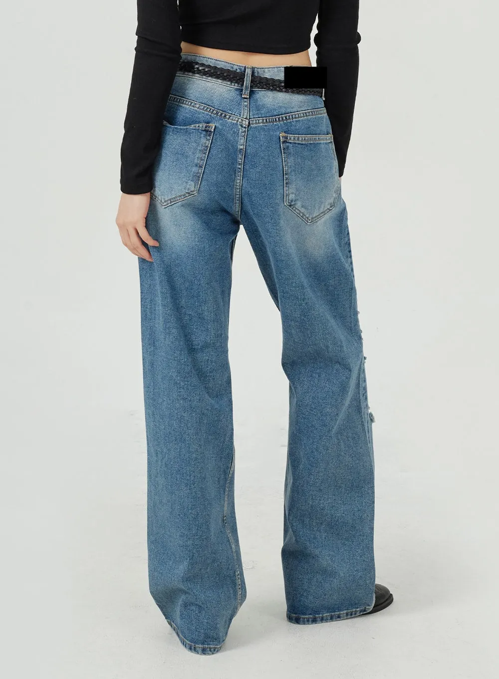 Ripped Wide Leg Jeans CM317