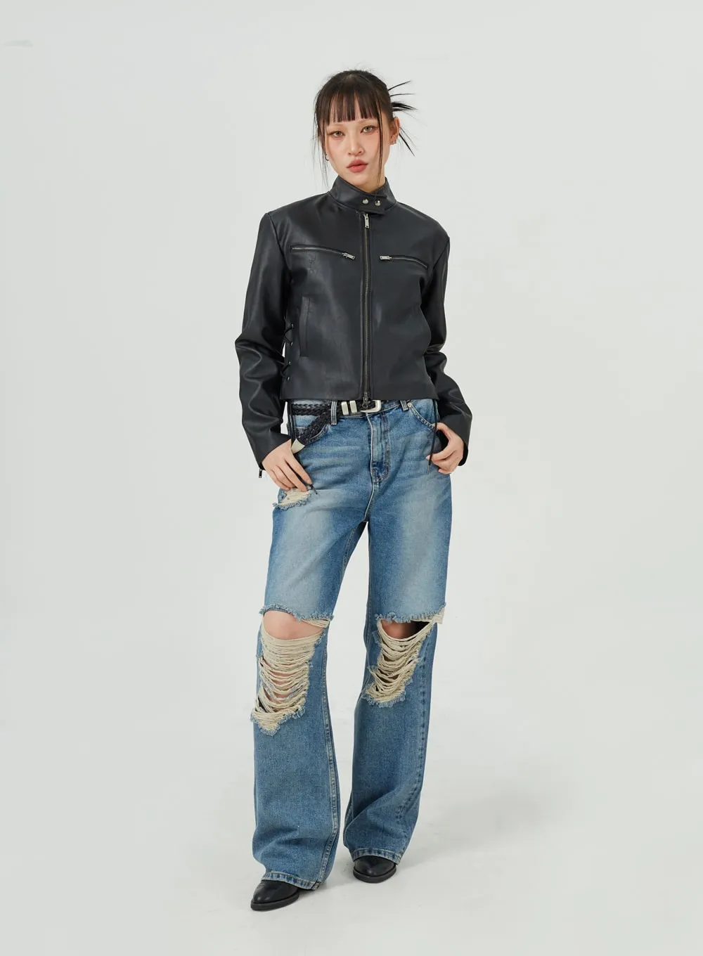 Ripped Wide Leg Jeans CM317