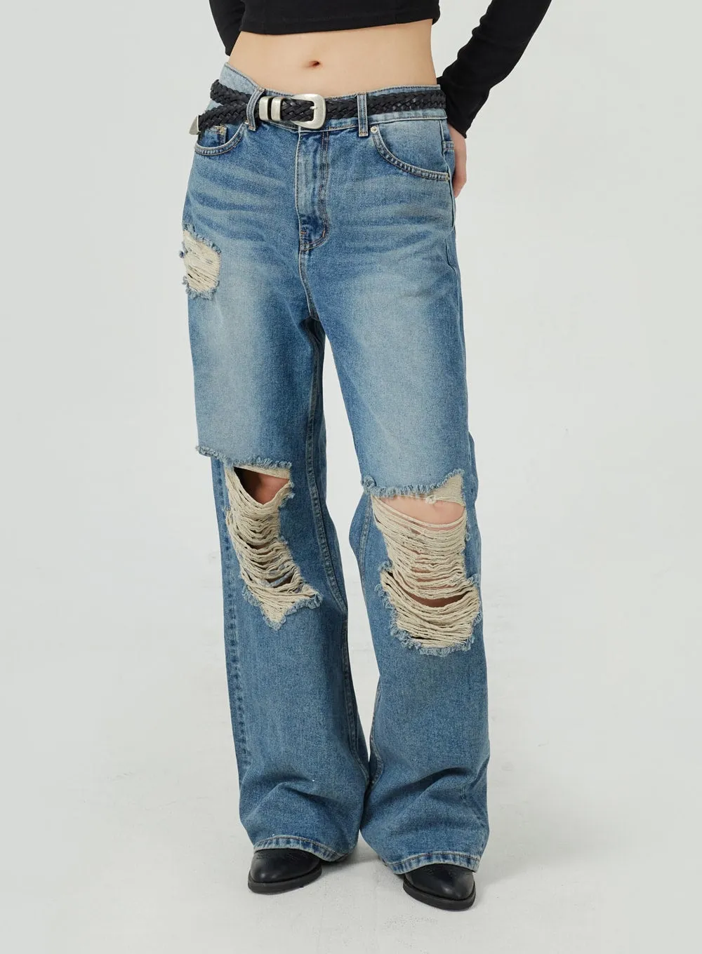 Ripped Wide Leg Jeans CM317