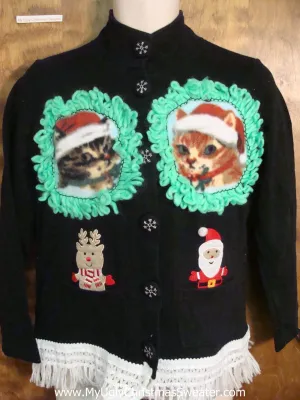 Santa With His Kittens Ugly Christmas Sweater