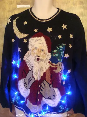 Scolding Santa Ugly Christmas Sweater with Lights