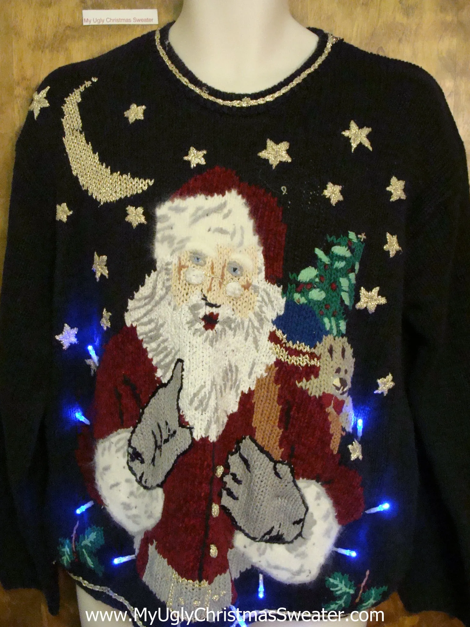 Scolding Santa Ugly Christmas Sweater with Lights