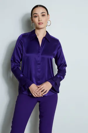 Silk Satin Ruffle Cuff Shirt