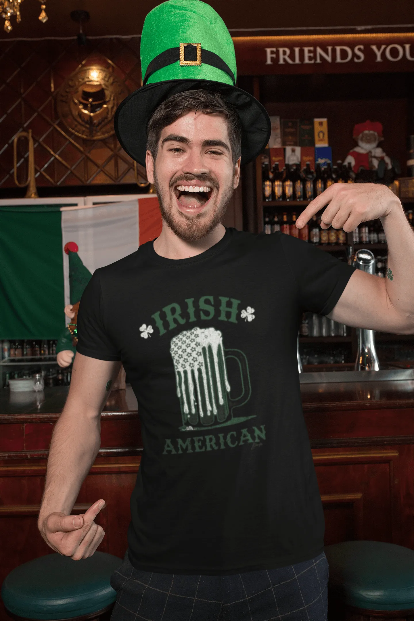 St. Patrick's Day T-shirt Irish Frosted Beer Mug Short Sleeve DTG Printed Crew Neck Top