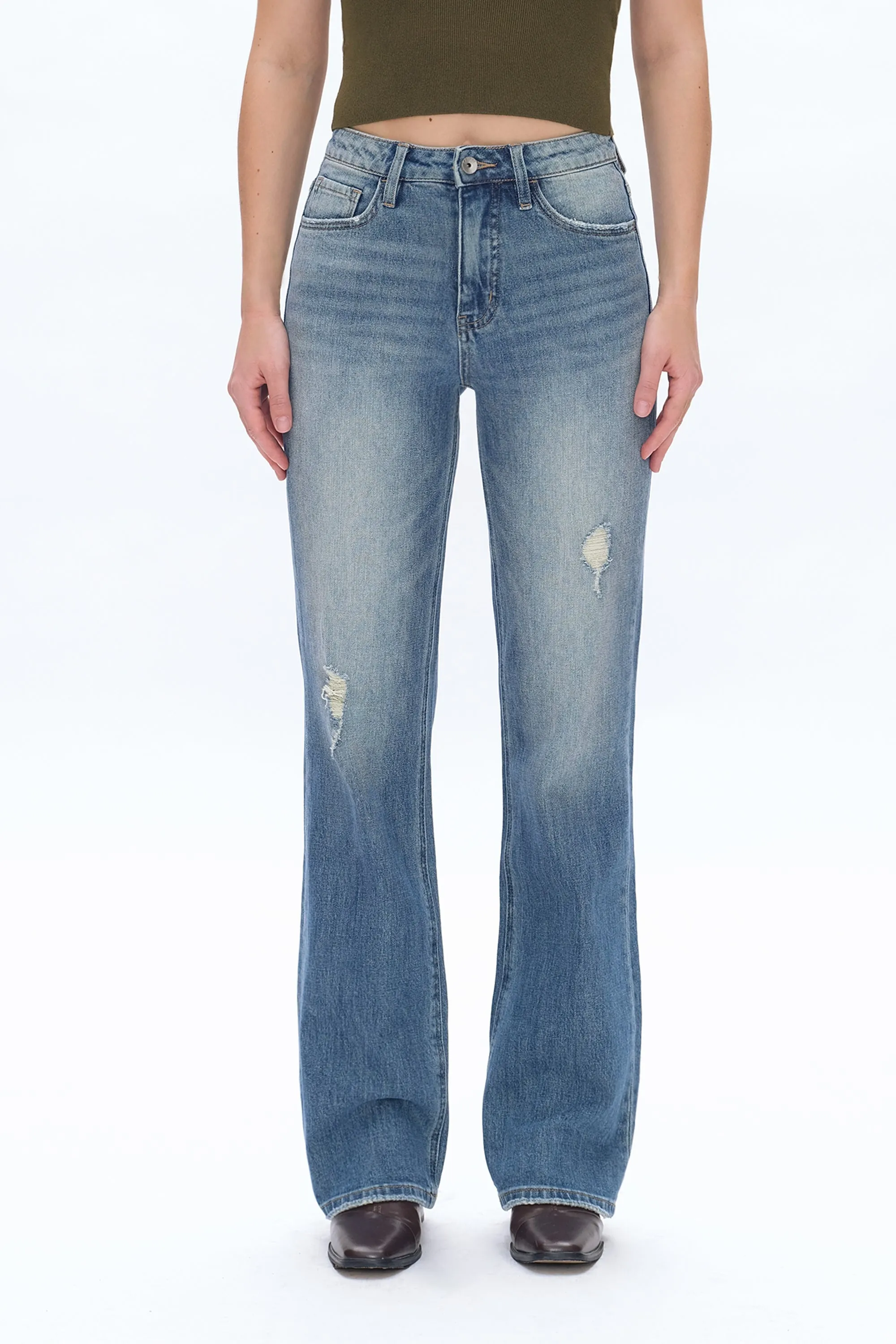 Super High Rise Wide Leg Denim Jeans