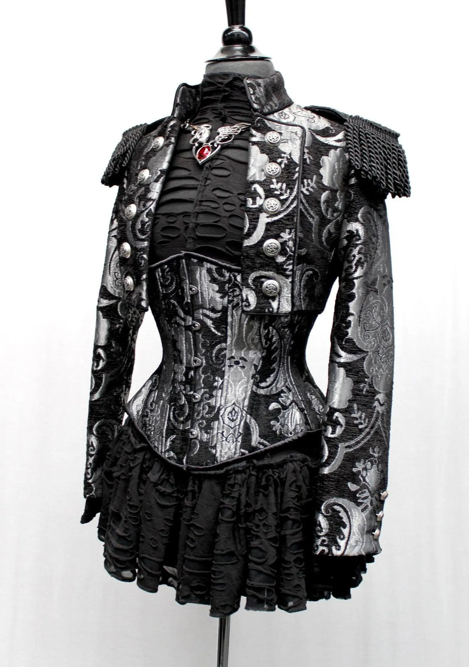 TAPESTRY CORSET - SILVER/BLACK