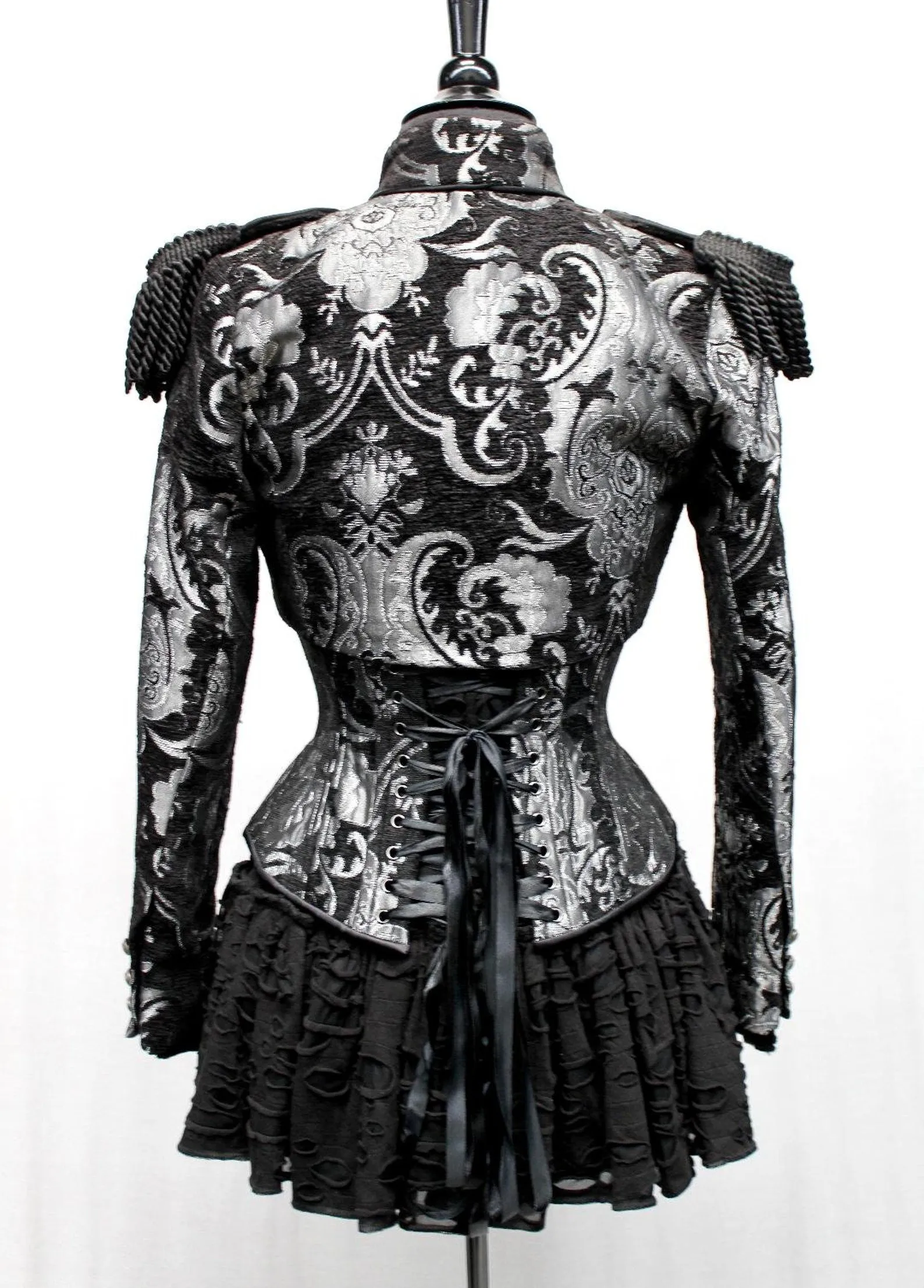 TAPESTRY CORSET - SILVER/BLACK