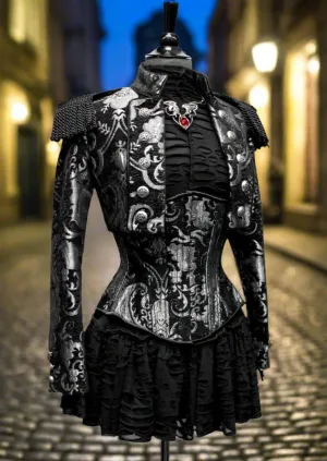 TAPESTRY CORSET - SILVER/BLACK