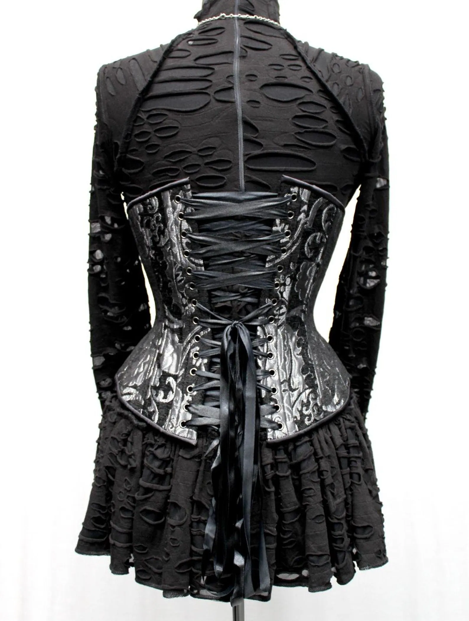TAPESTRY CORSET - SILVER/BLACK