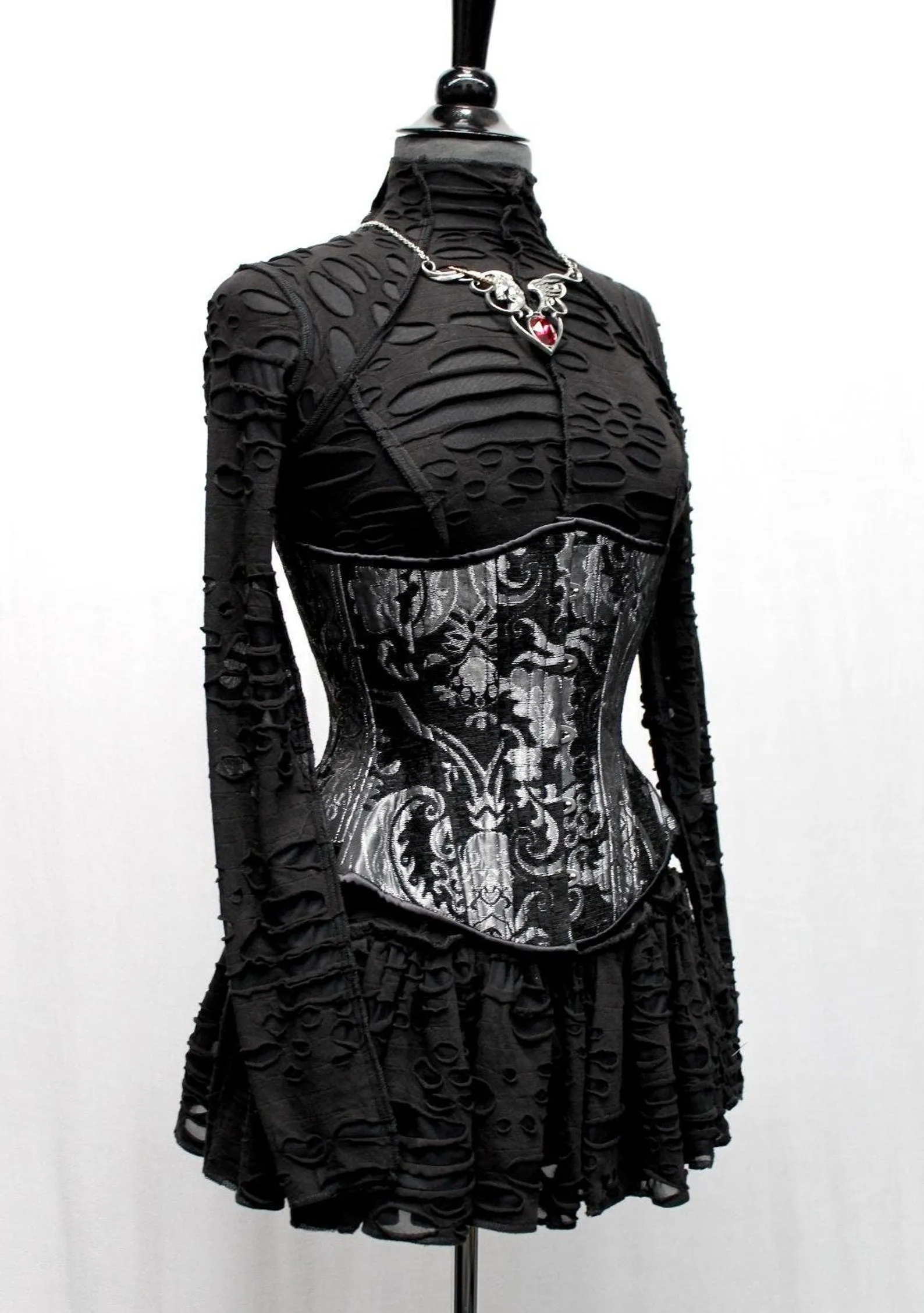 TAPESTRY CORSET - SILVER/BLACK