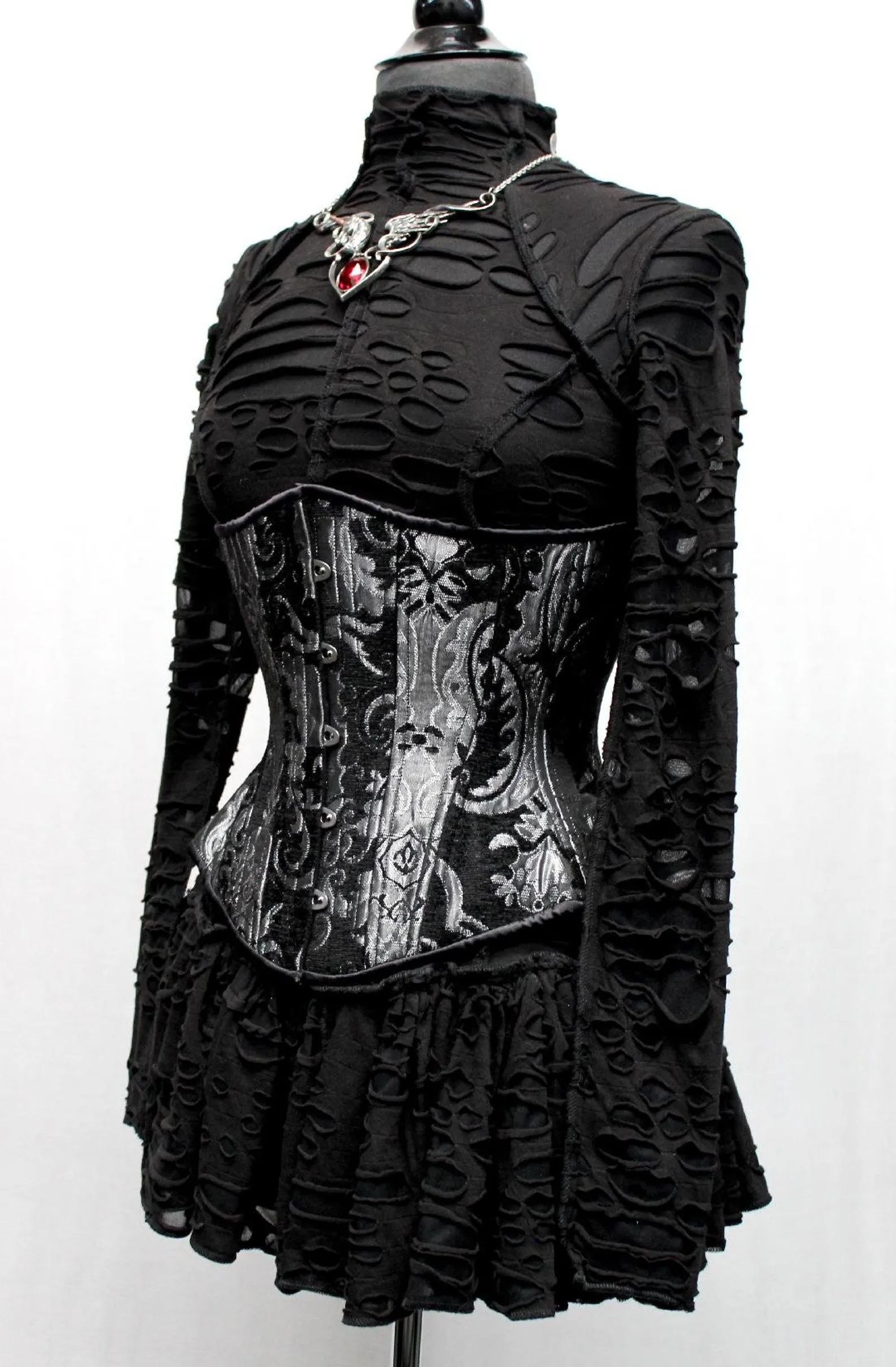 TAPESTRY CORSET - SILVER/BLACK