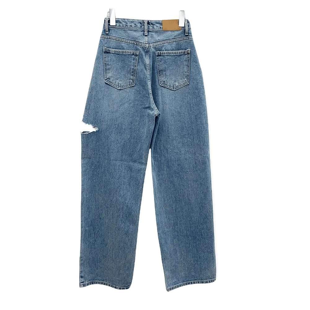 Torn Wide Leg Jeans C1002