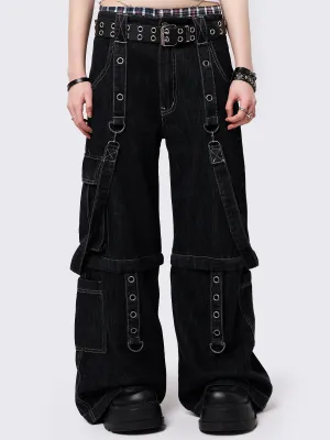 Trek Black Wide Leg Cargo Jeans