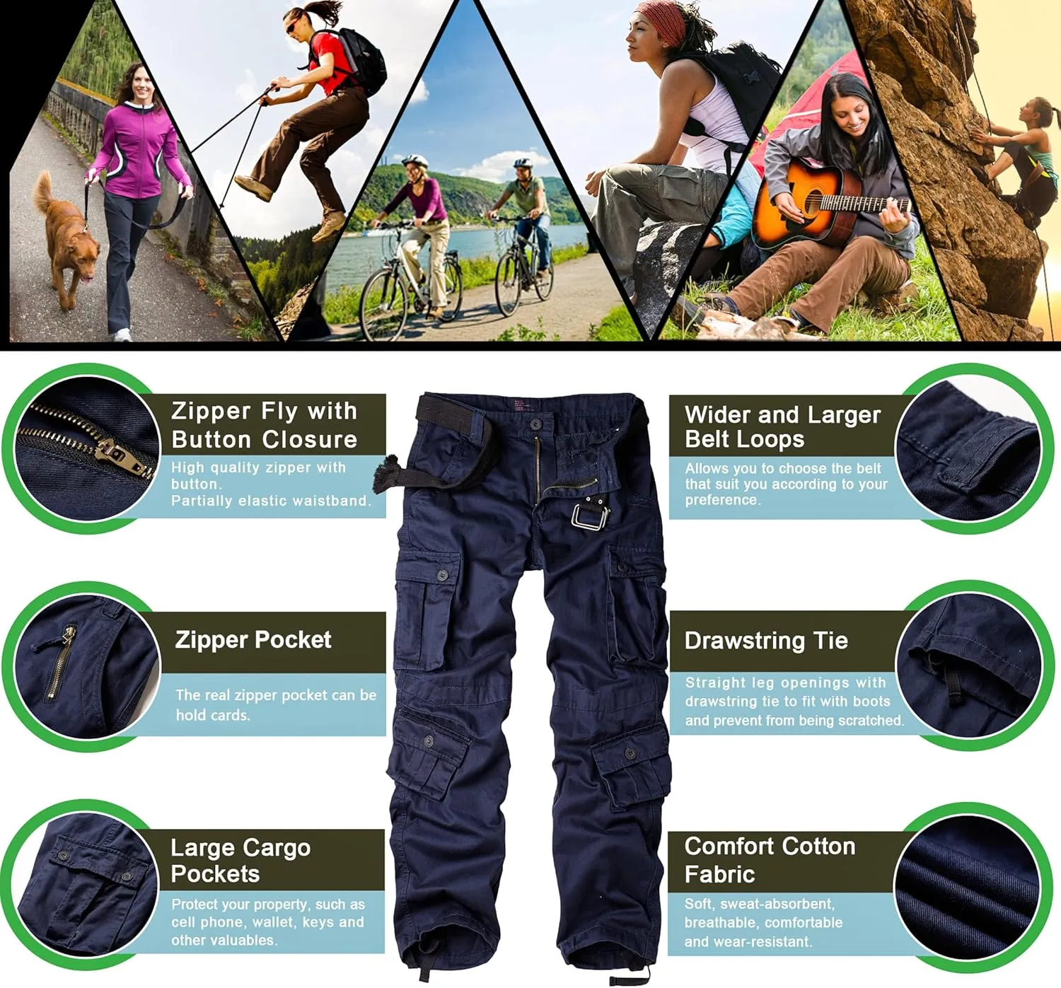 TRGPSG Women's Casual Combat Cargo Pants, Cotton Outdoor Camouflage Military Multi Pockets Work Pants