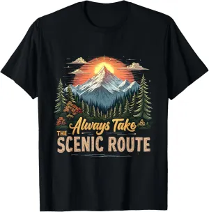 Vintage Always Take the Scenic Route Mountain Camping Hikers T-Shirt