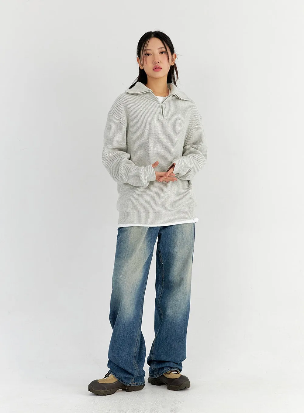 Washed Wide Leg Jeans CO327