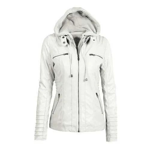 Wenkouban-Winter outfits Christmas Black Friday Detachable Hooded Leather Jacket