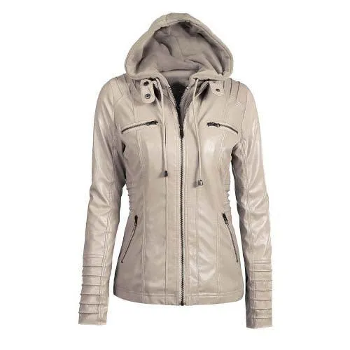 Wenkouban-Winter outfits Christmas Black Friday Detachable Hooded Leather Jacket
