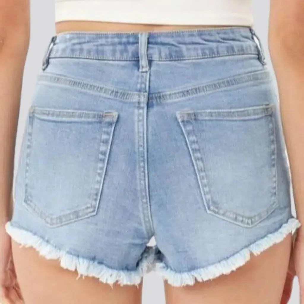 Wide-leg grunge jeans shorts