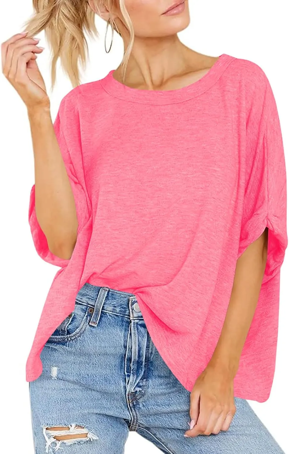 Women Oversized T-Shirt Summer Casual Short Sleeve Loose Tee Tops