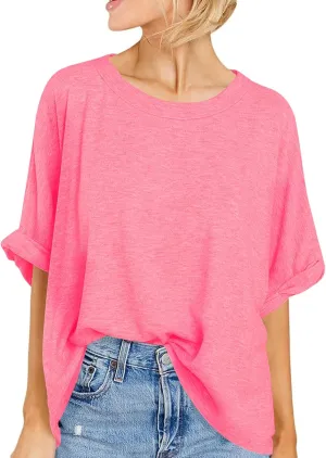 Women Oversized T-Shirt Summer Casual Short Sleeve Loose Tee Tops