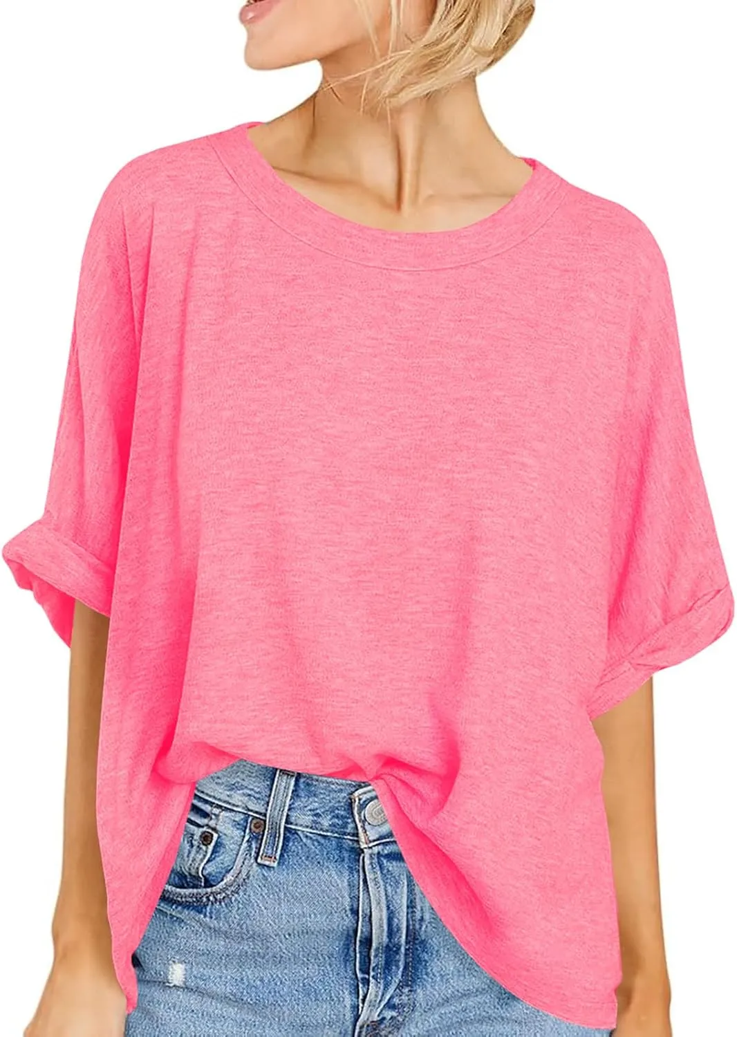 Women Oversized T-Shirt Summer Casual Short Sleeve Loose Tee Tops