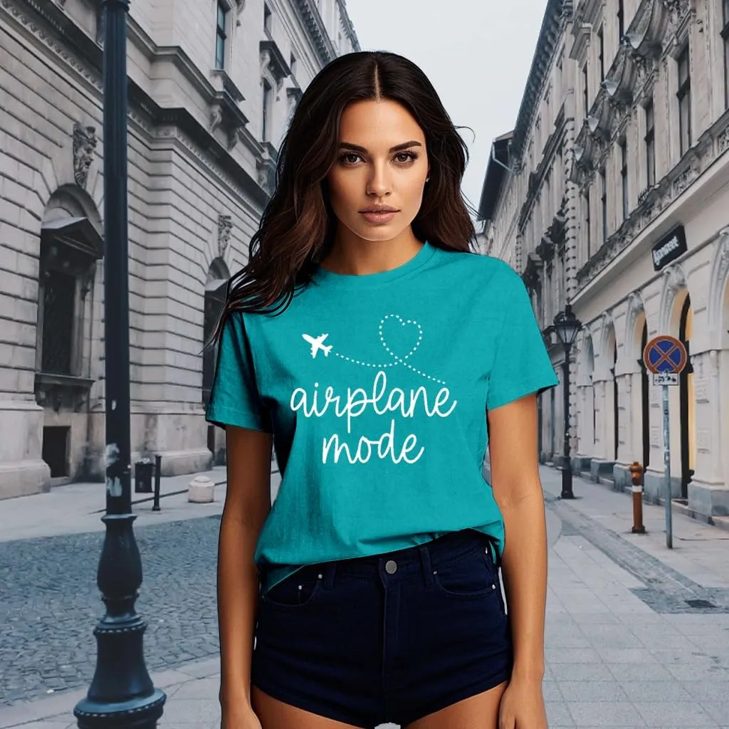 Womens Airplane Mode Shirt Traveling Tshirt Travel Lover Tee Tops