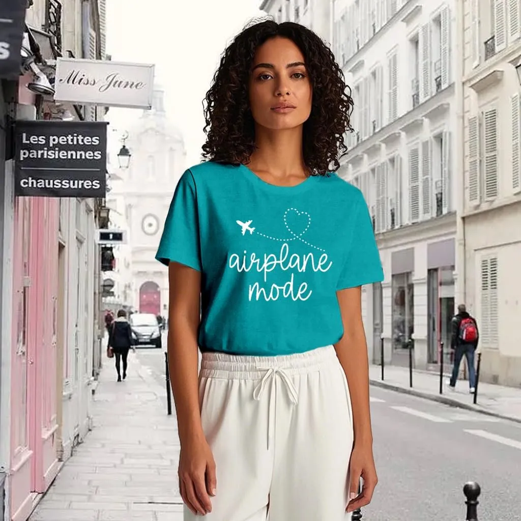Womens Airplane Mode Shirt Traveling Tshirt Travel Lover Tee Tops